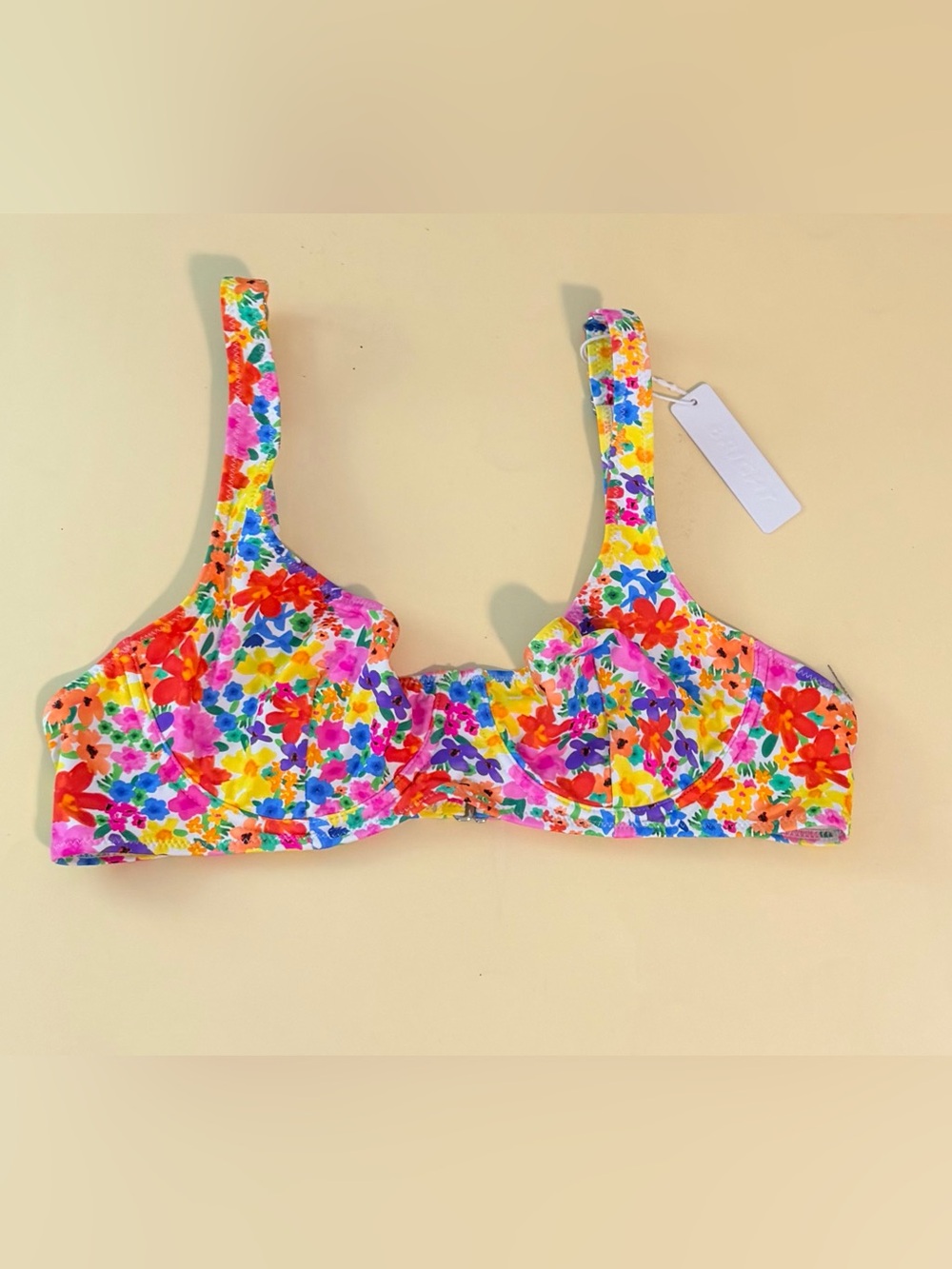 Bright Swimwear Capri Bikini Top Floral Print Underwire Medium M